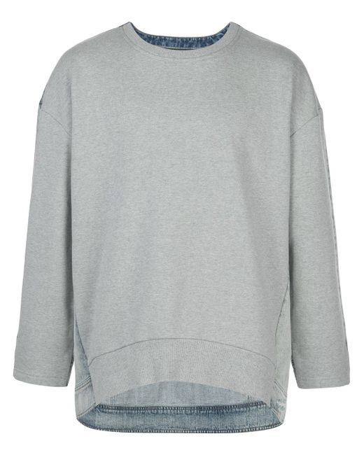Mostly Heard Rarely Seen denim back sweatshirt Grey