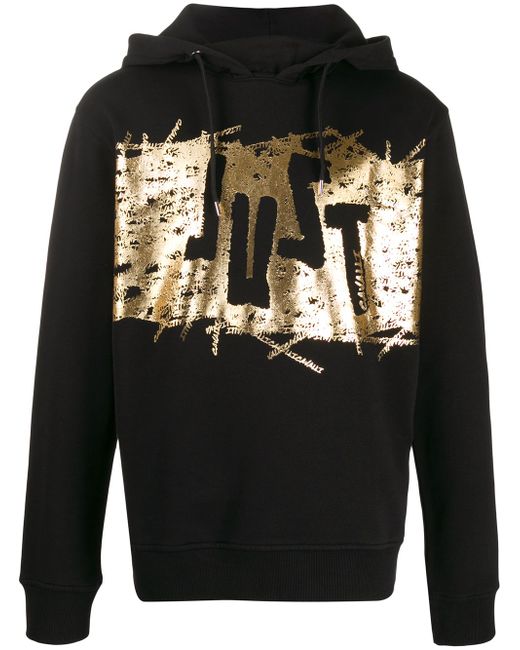 Just Cavalli metallic-logo print hoodie Black