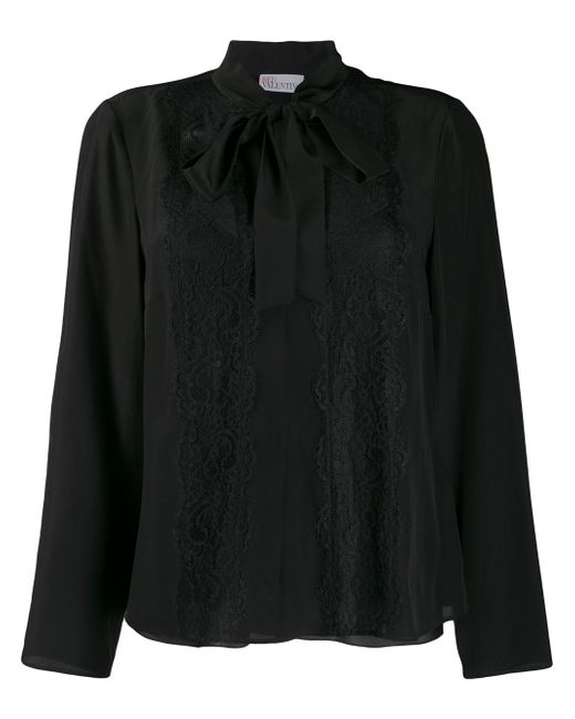 RED Valentino lace-trimmed pussy-bow blouse