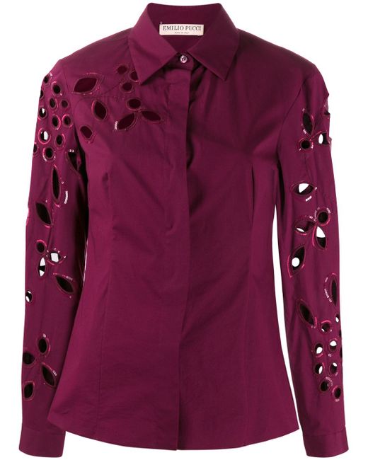 Emilio Pucci sequin trimmed cut-out blouse