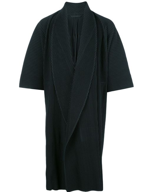 Homme Pliss Issey Miyake pleated kimono coat Black