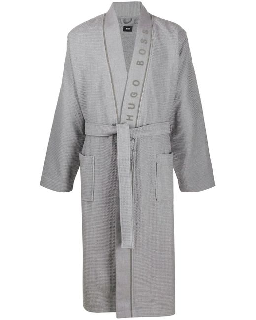 Hugo Boss waffle-structured robe Grey