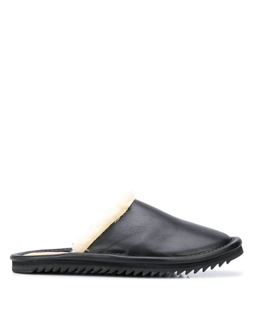 Julien David leather shearling slippers Black