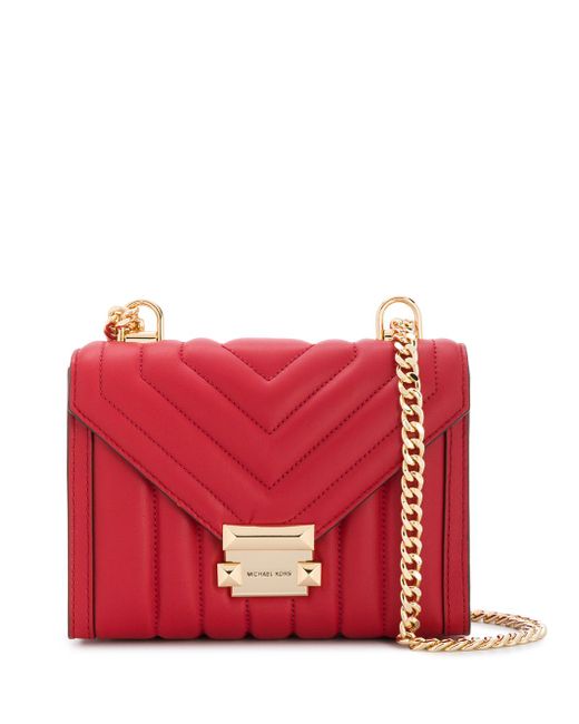 Michael Kors Collection quilted chevron cross body bag Red