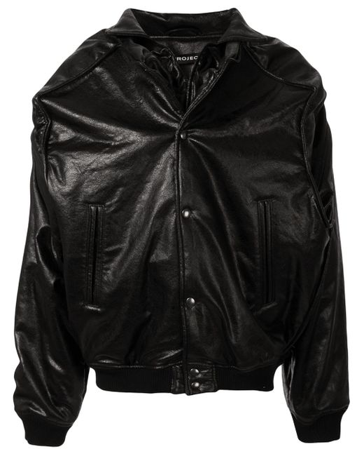 Y / Project leather effect bomber jacket Black