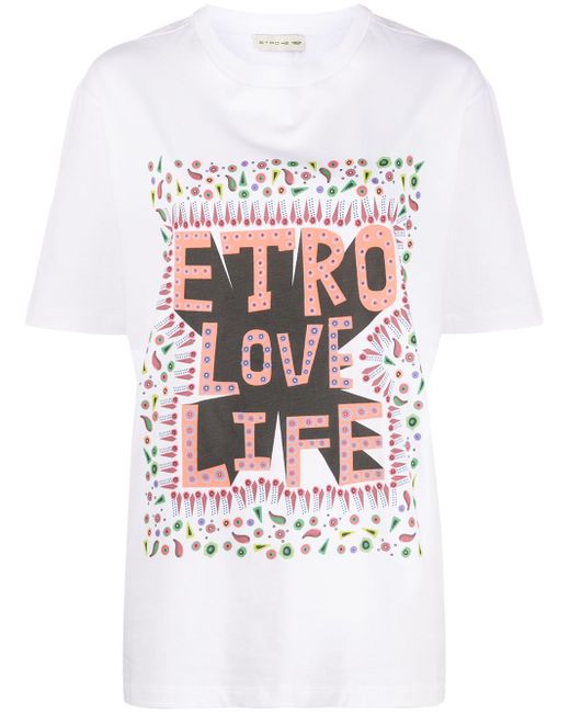 Etro short sleeve printed slogan T-shirt White