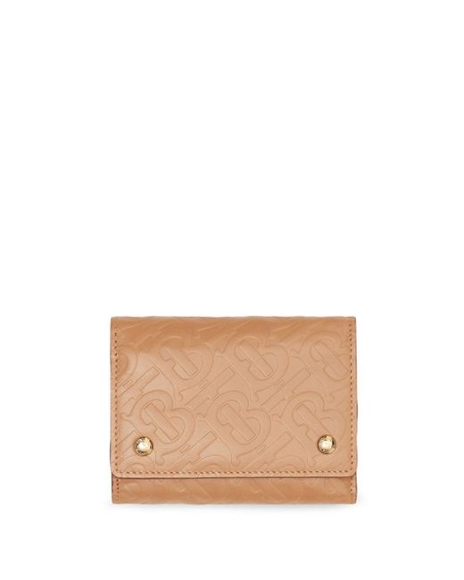 Burberry Small Monogram Leather Folding Wallet NEUTRALS