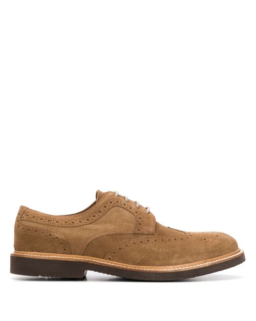 Eleventy perforated low-heel Oxford shoes Brown