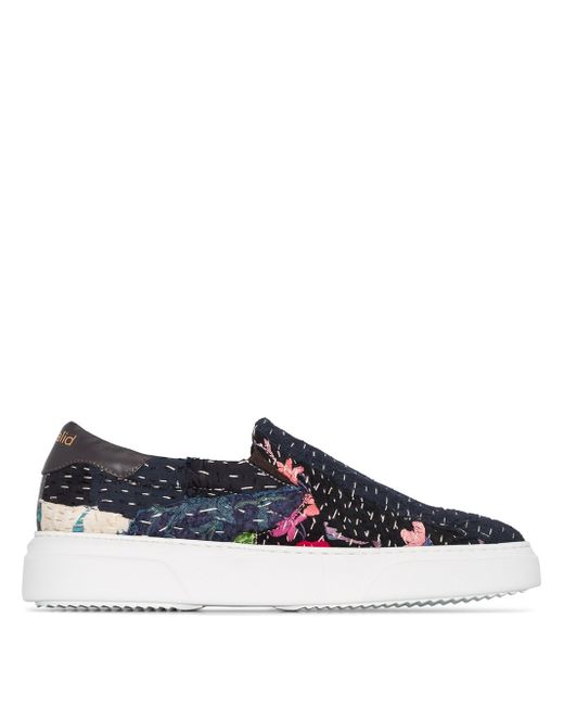 By Walid Multicoloured Chinese repatch slip-on sneakers