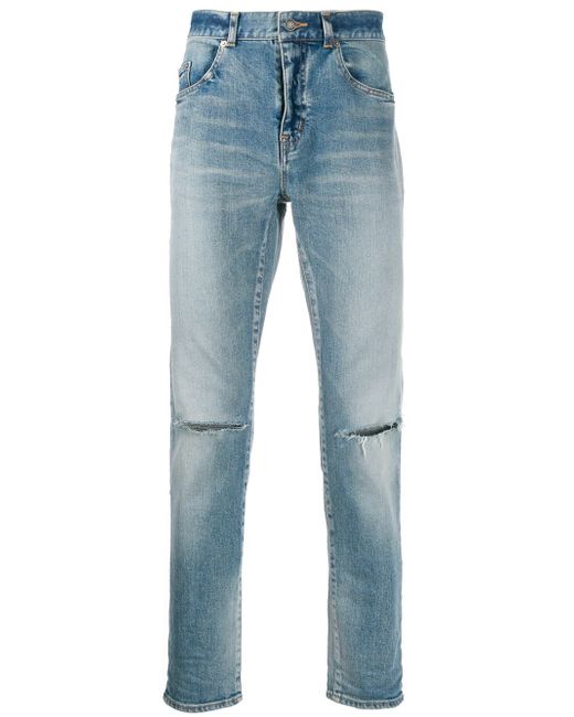 Saint Laurent distressed detail slim-fit jeans