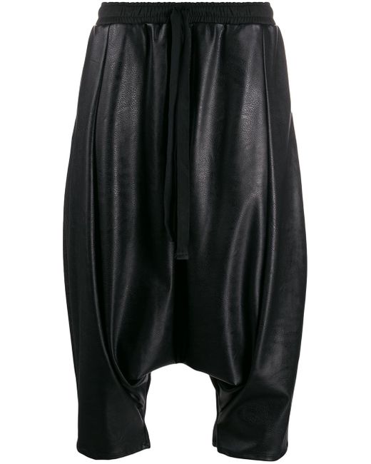 Alchemy faux-leather drop-crotch shorts Black