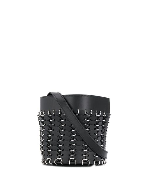 Paco Rabanne metallic embellished small bucket bag Black