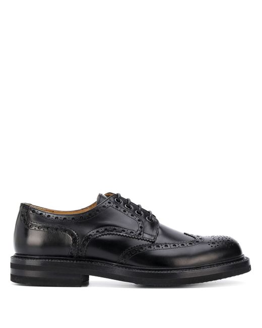 Green George stitch detail lace-up brogues Black