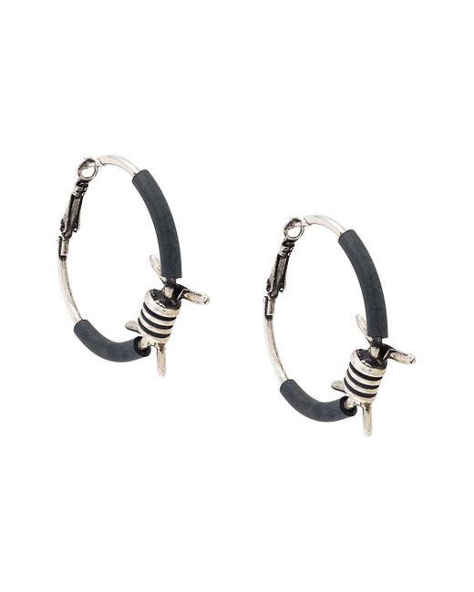 Heron Preston Barbwire hoop style earrings Black