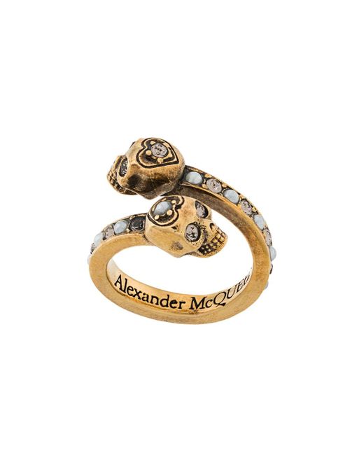 Alexander McQueen wrap-around skull ring GOLD