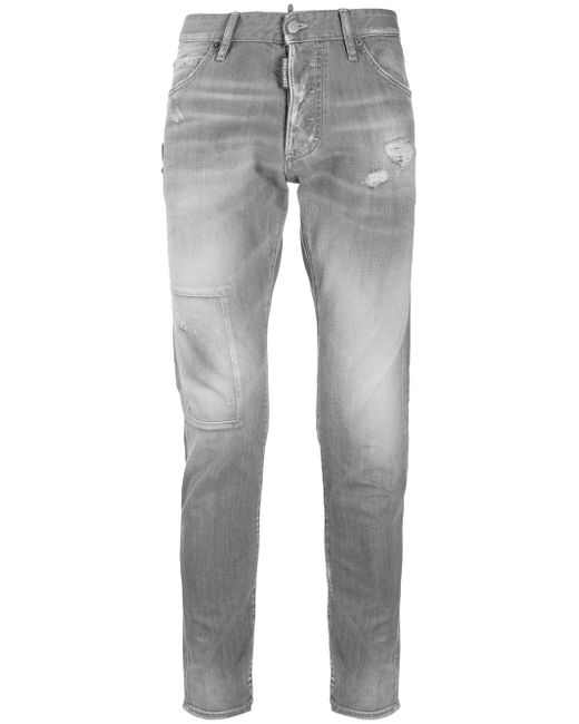 Dsquared2 distressed ripped detail denim jeans Grey