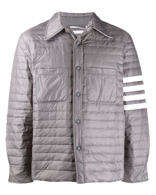 Thom Browne Fine Quilt Down Fill 4 Bar Shirt Jacket In