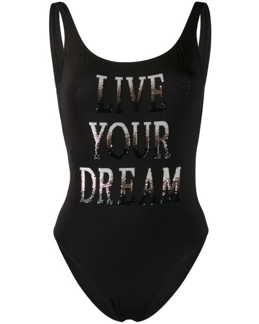 Alberta Ferretti Live Your Dream slogan swimsuit