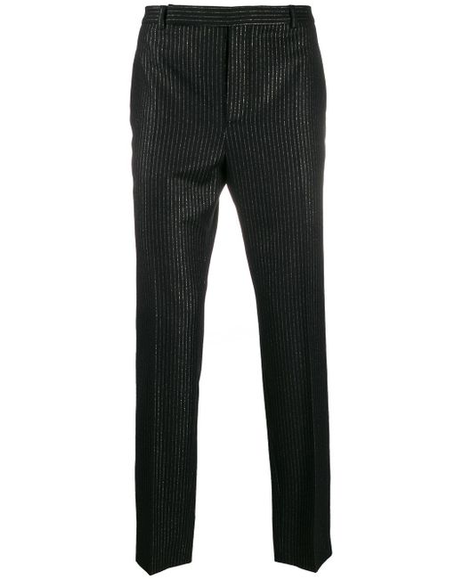 Saint Laurent metallic stripe tailored trousers Black
