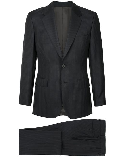Gieves & Hawkes fitted pinstripe suit Black