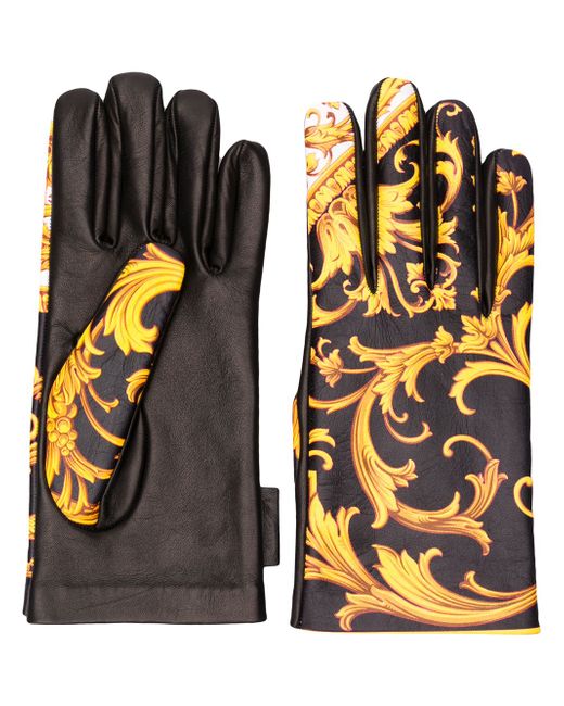 Versace Barocco print gloves Yellow