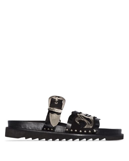 Toga Virilis Black chunky hardware detail sandals