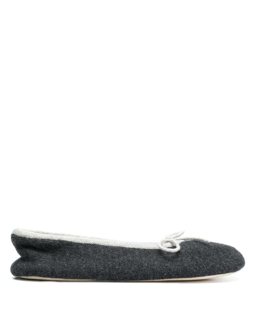 N.Peal bow tie slippers Grey
