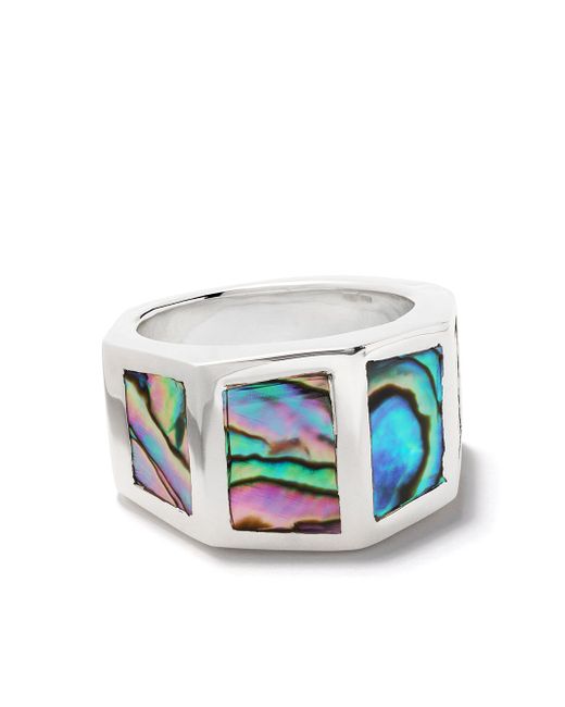Duffy multi-faceted Abalone ring SILVER
