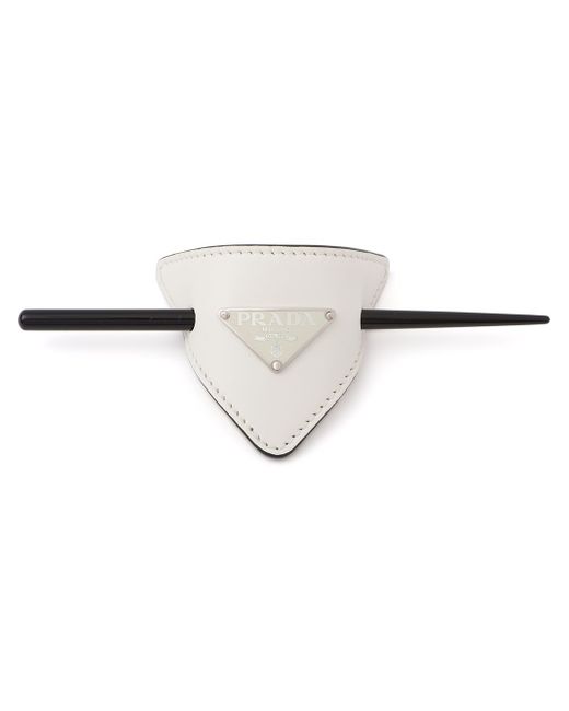 Prada logo plaque hair clip