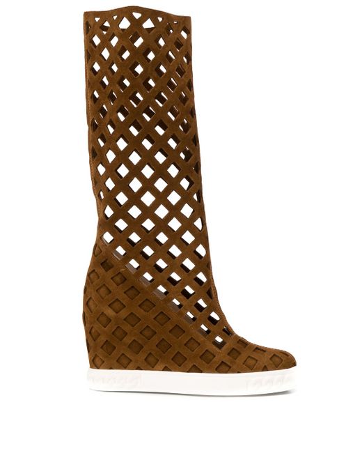 Casadei cut-out wedge boots Brown