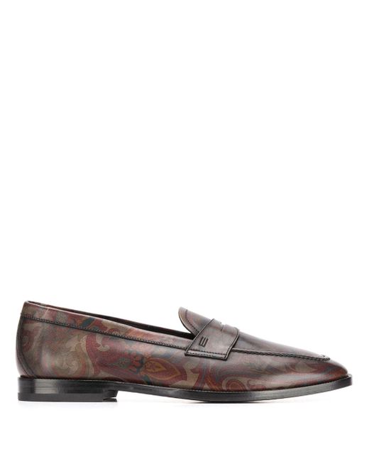 Etro paisley print penny loafers Brown