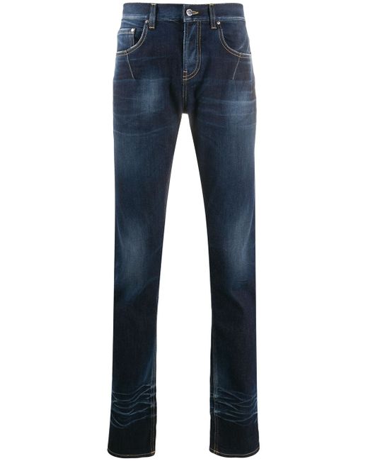Les Hommes . accent pocket straight-leg jeans Blue