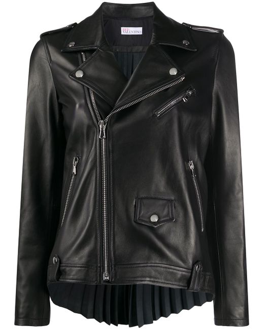 RED Valentino pleated back leather jacket Black