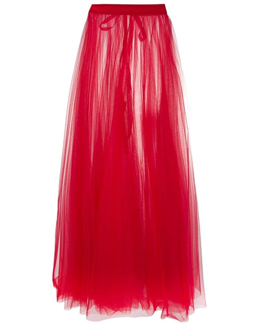 Loulou high-waisted sheer maxi skirt Red
