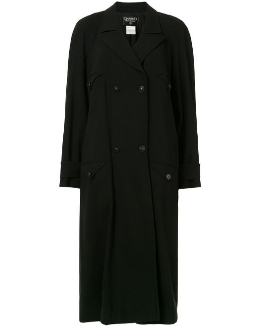 Chanel Pre-Owned 1997 belted trench coat Black