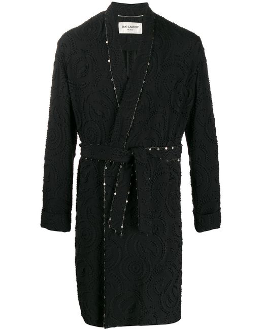 Saint Laurent charm detail bathrobe Black