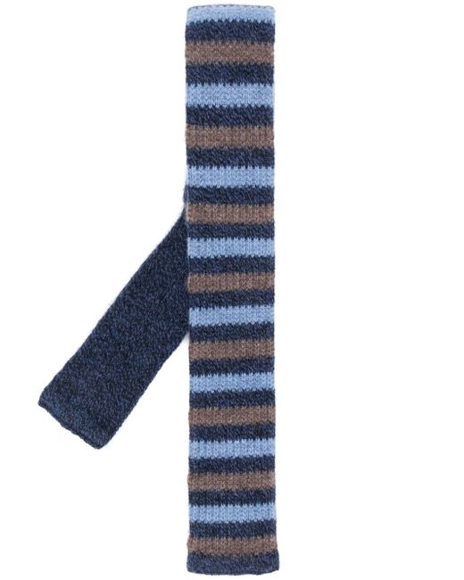N.Peal stripe knitted tie