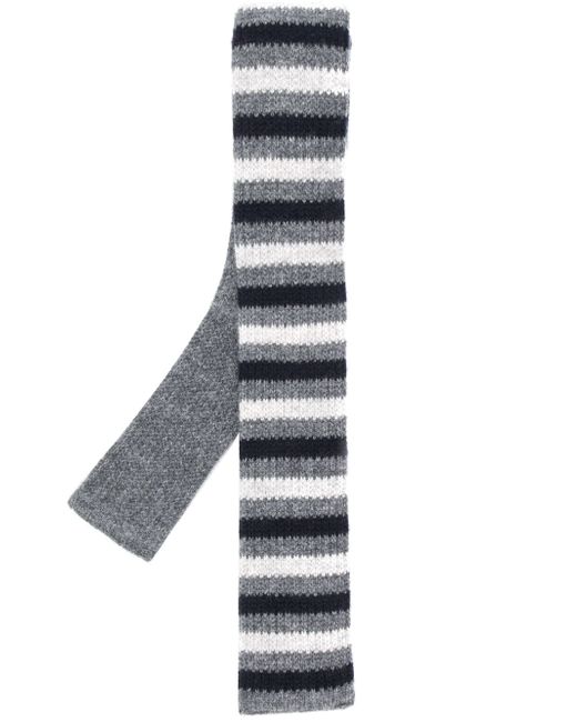 N.Peal stripe knitted tie Grey