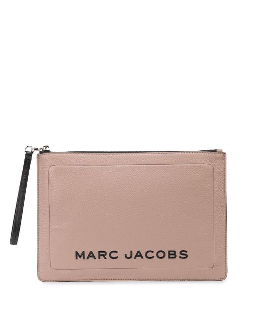 Marc Jacobs logo clutch bag NEUTRALS