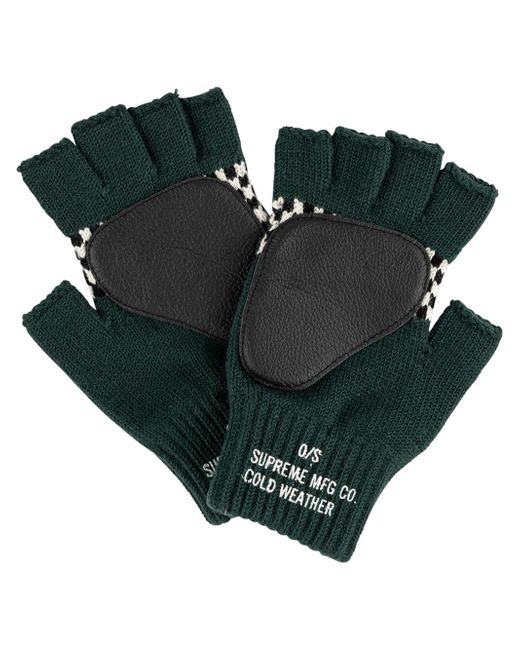Supreme Checkered Fingerless gloves Green