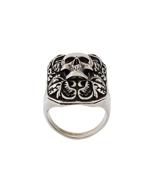 Alexander McQueen engraved skull ring