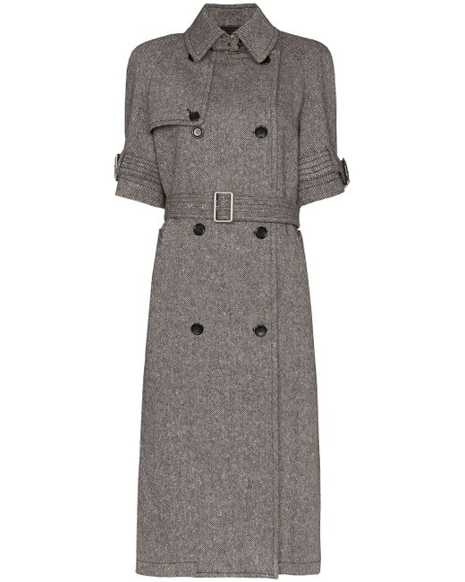 We11done short sleeve belted trench coat Grey