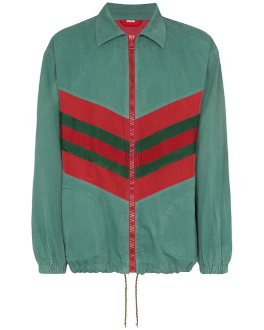 Gucci contrast stripe zipped track jacket Green