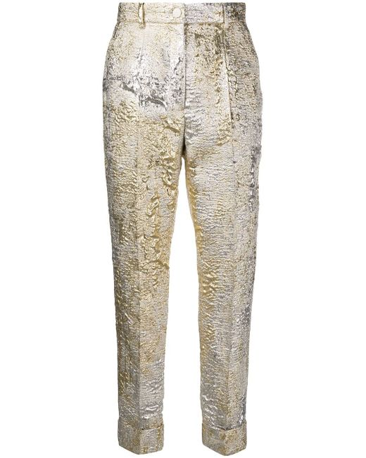 Dolce & Gabbana jacquard-knit cropped trousers GOLD