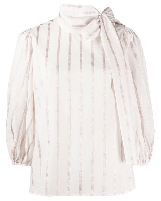 RED Valentino striped pussy bow blouse PINK