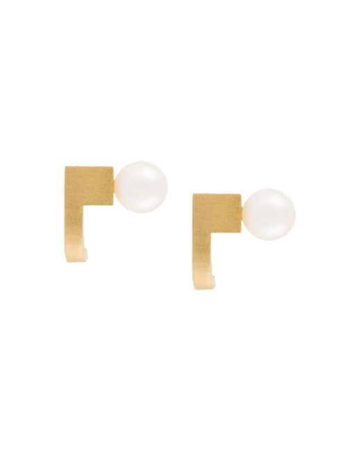 Hsu Jewellery geometric pearl embellished earrings GOLD
