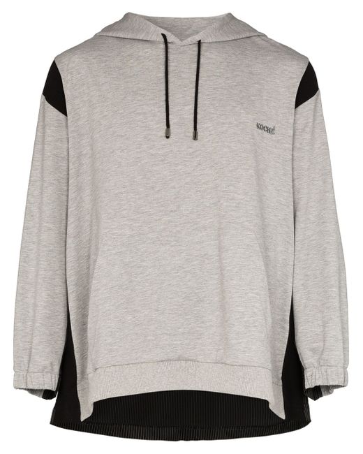 Koché contrast panel long-sleeve hoodie Grey