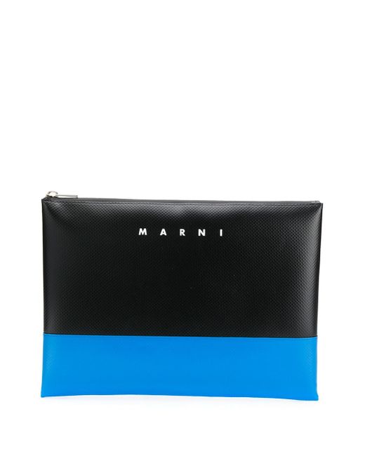 Marni two-tone embossed logo clutch Black