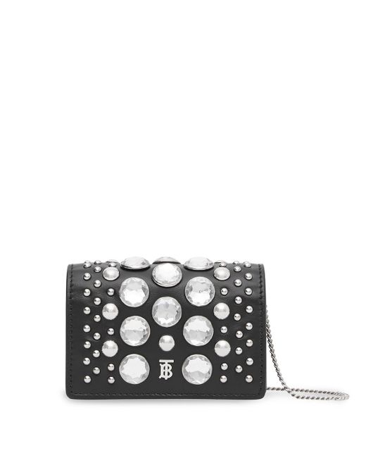 Burberry crystal-embellished wallet on chain