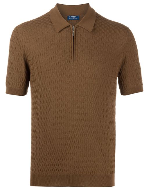 Barba geometric patterned polo shirt